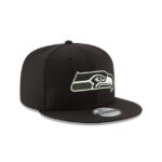 Seattle Seahawks Black and White 9FIFTY Snapback Hat - Image 3